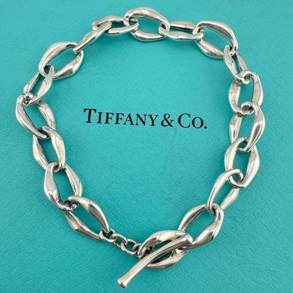 RARE Tiffany & Co. Elsa Peretti Mini Aegean Link Toggle Bracelet Sterling Silver - Picture 1 of 8